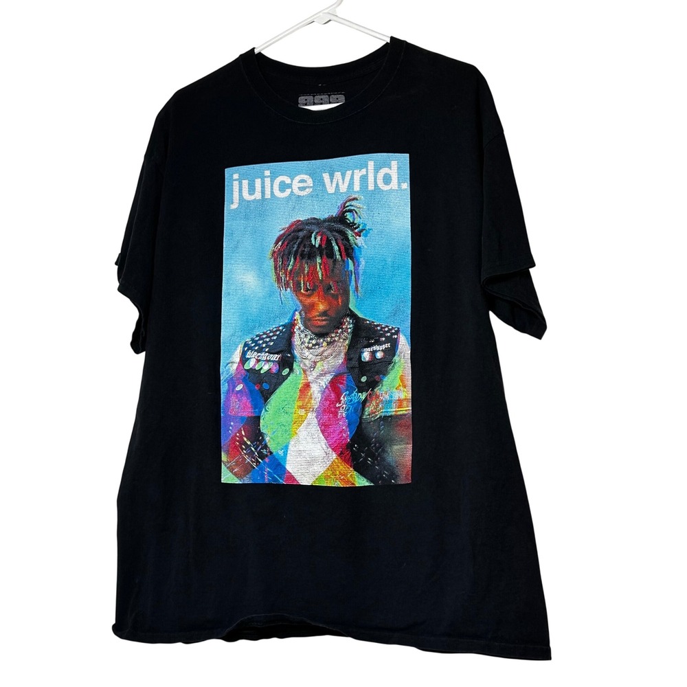 Juice WRLD‎ 999 Club Mens Black Graphic T-Shirt Shadow of Fear XL Cotton Hip Hop